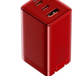 BASEUS 倍思 CCGAN65C3 氮化镓充电器 USB-A/双Type-C65W +双Type-C 100W 数据线 1m 红色