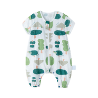 Wellber 威尔贝鲁 婴儿双层纱布短袖睡袋 小树林 S