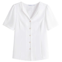 FANSILANEN 范思蓝恩 女士短袖衬衫 Z211249 白色 XL