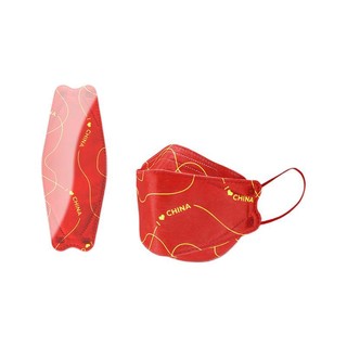 T&K 泰恩康 一次性防护3D立体口罩KN95级 韩式柳叶型鱼嘴口罩时尚女 独立包装 中国红10个/盒*