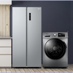 plus会员midea美的bcd606wpkzmemd100vt55dgy46b冰箱洗衣机套装