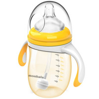 monplay 蒙芭拉 婴儿奶瓶PPSU宽口径防摔带重力球吸管一岁2-3岁宝宝奶瓶 200ml橙色（自带L号奶嘴适用6个月以上）