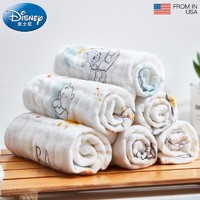 Disney baby 迪士尼宝宝（Disney Baby） A类纯棉6层纱布口水巾婴儿毛巾方巾 可洗3条装