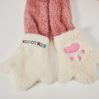 kocotree kk树 KQ21734 儿童帽子围巾手套一体三件套 兔子蜜桃粉 S码
