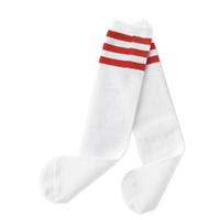 Langsha 浪莎 LSSQ-A089-0005-100 女童长筒袜 横条款 3双装 白色黑条+白色红条+白色红条 XL