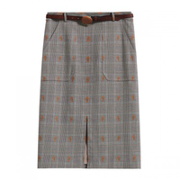 HOPESHOW 红袖 女士半身包臀裙 89120321517 咖格 XS