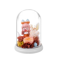 JoyFlower 吹泡泡的女孩 玫瑰永生花玻璃罩 精灵橙