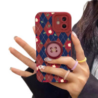YINUO 以诺 iPhone 13 mini 硅胶手机壳 瞳眼 小花朵+红纽扣支架