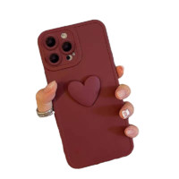 YINUO 以诺 iPhone 13 mini 硅胶手机壳 瞳眼 酒红色+红爱心
