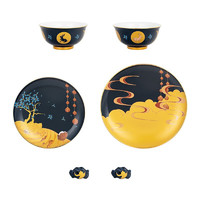 故宫文化 金桂浮月 白瓷餐具套装 6件套