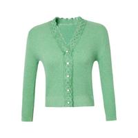 HOPESHOW 红袖 女士V领针织开衫 90222070101 薄荷绿 M