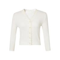 HOPESHOW 红袖 女士V领针织开衫 90222070101 本白 L