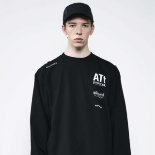 ATTEMPT 男士圆领长袖T恤 20AW-TEE02 黑色 XL