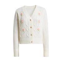 HOPESHOW 红袖 女士V领针织开衫 90122050104 米白 L