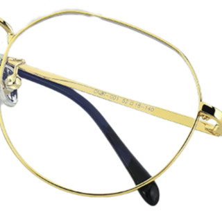 OURNOR 欧拿 OF001 金色合金眼镜框+1.74折射率 防蓝光镜片