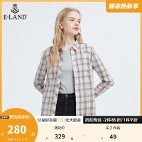 E·LAND 衣恋 ELAND衣恋新款复古法式洋气别致设计感小众格纹衬衫女