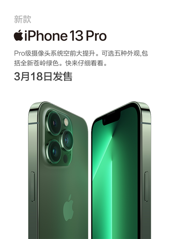 Apple 苹果 iPhone 13 Pro Max 5G智能手机 128GB 苍岭绿色