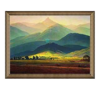 雅昌 大卫名画《巨人山》油画 沙发背景墙装饰画挂画 典雅栗（偏金色） 73×56cm