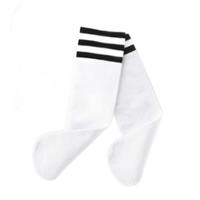 Langsha 浪莎 LSSQ-A089-0005-100 女童长筒袜 横条款 3双装 白色黑条+白色彩虹条+黑色白条 XL