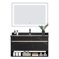  顾家家居 KUKA  G-06219 岩板浴室柜套装 劳伦黑金 90cm 智能镜子款