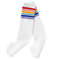 Langsha 浪莎 LSSQ-A089-0005-100 女童长筒袜 横条款 3双装 白色彩虹条+白色黑条+白色红蓝条 XL