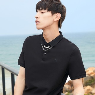 JACK&JONES 杰克琼斯 男女款短袖POLO衫 221206061 黑色 L