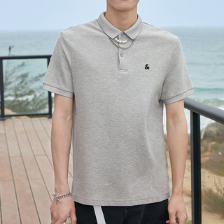 JACK&JONES 杰克琼斯 男女款短袖POLO衫 221206061 浅花灰色 M