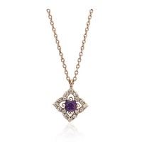 Blue Nile 女士小巧紫水晶和钻石花卉项链 69050