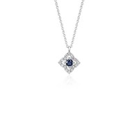 Blue Nile 女士小巧蓝宝石和钻石花卉项链 63482