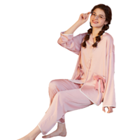 GUKOO 果壳 女士睡衣套装 8202202230101 纯色款 粉色 M