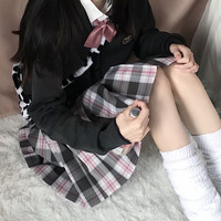 栗子猪 JK制服 黑粉色格裙