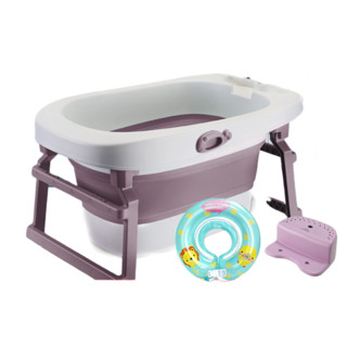 奔麦 THSD12 儿童升级加厚折叠浴盆 丁香紫+泳圈