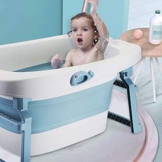 奔麦 THSD12 儿童折叠浴盆 静谧蓝+浴垫