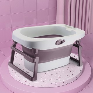 奔麦 THSD12 儿童折叠浴盆 丁香紫+浴垫