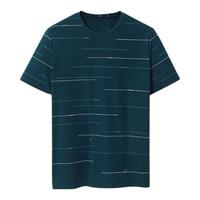 HLA 海澜之家 男士圆领短袖T恤 HNTCD2U013A 深绿花纹 XS