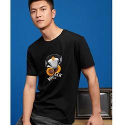 HLA 海澜之家 MR.BLACK系列 男女款圆领趣味T恤 HNTBJ20425A