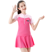FASIBETTS 29026 女童分体裙式泳衣 粉红+浅粉 XL