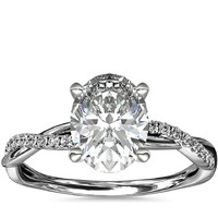 Blue Nile 2.01克拉椭圆形切工钻石+小巧扭纹钻石订婚戒指 LD18722935