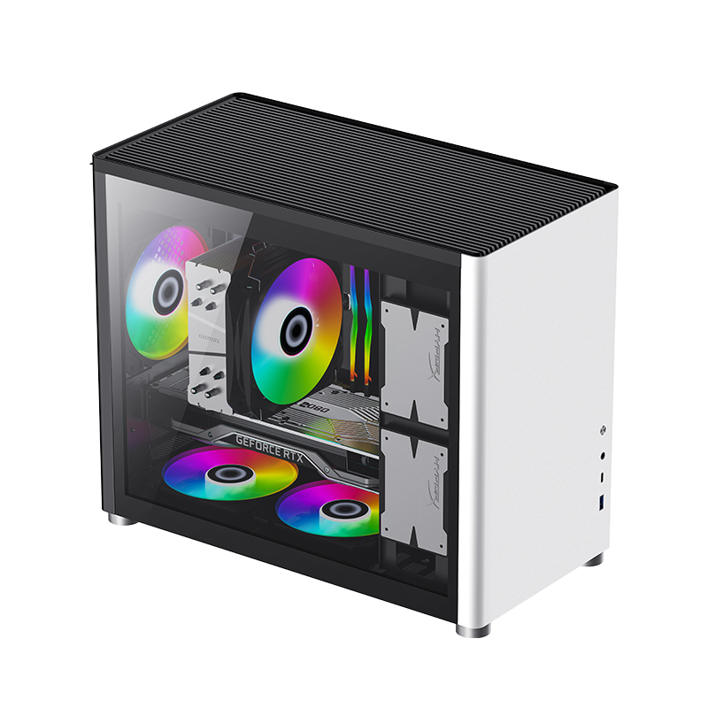 GAMEMAX 游戏帝国 Spark 火种 X2 RGB M-ATX机箱 半侧透 白色