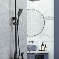 cobbe 卡贝 黑色淋浴花洒套装 四档方形（便携式按钮换挡+弹力管喷枪）