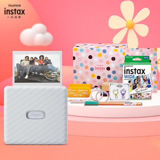 INSTAX 富士instax Link WIDE 立拍立得 手机照片打印机 宽幅便携口袋无线相片打印机 烟灰白 祝你好胃口配件盒