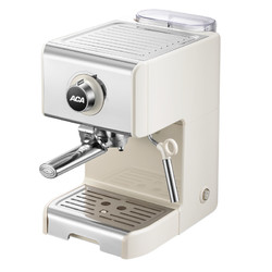 ACA 北美电器 咖啡机家用全半自动意式商用蒸汽式打奶泡 米白色+不锈钢色