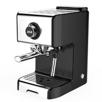 ACA 北美电器 咖啡机家用商用意式全半自动小型蒸汽式奶泡 黑色+不锈钢色