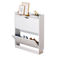 MIHAO 米昊 多功能翻斗鞋柜 暖白色 50*17*80cm 两门踢脚线款