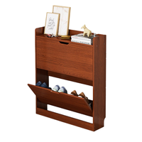 MIHAO 米昊 多功能翻斗鞋柜 古檀木色 50*17*80cm 两门踢脚线款