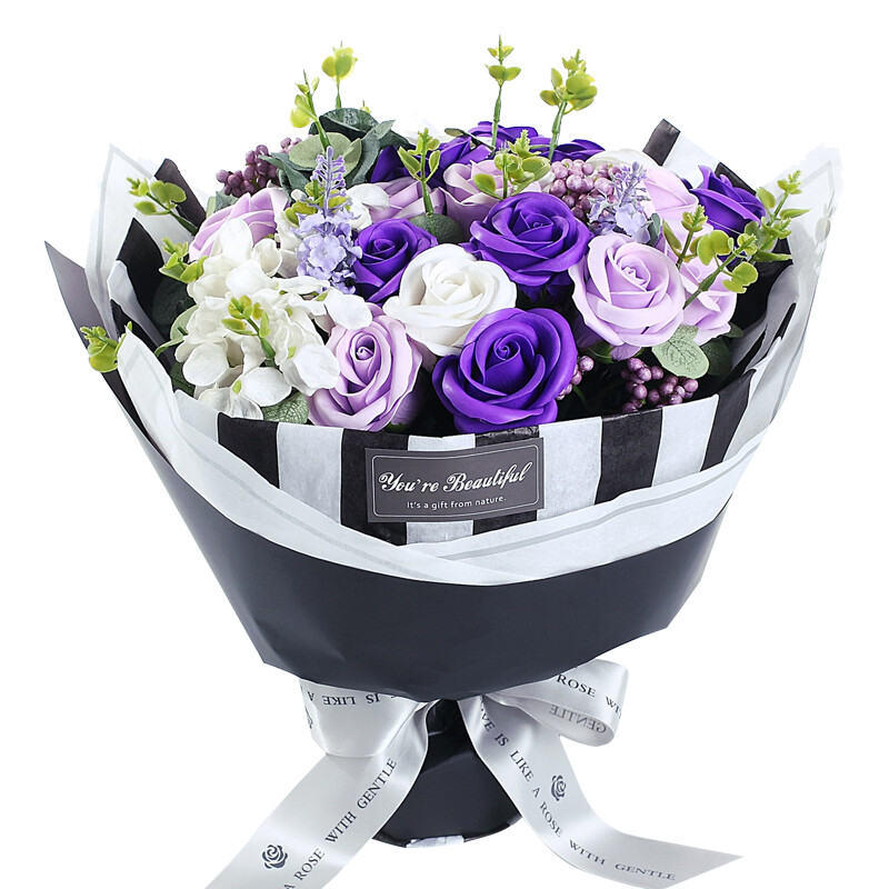I'M HUA HUA 唯一的爱 玫瑰永生花礼盒 深紫色