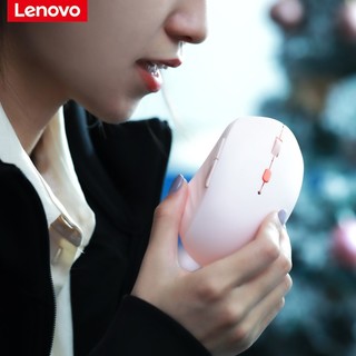 Lenovo 联想 MS21蓝牙5.0无线2.4双模智能语音充电办公鼠标支持翻译自定义语音控制滑鼠 皮粉色