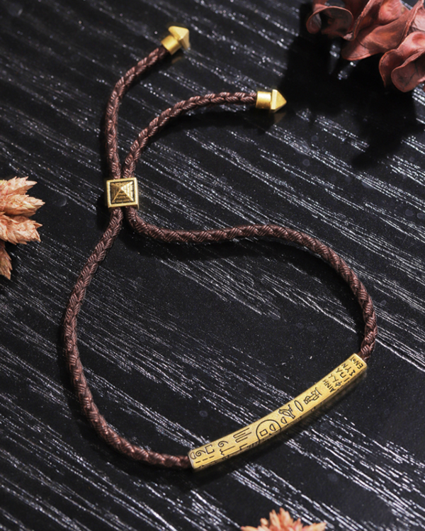 大英博物馆 罗塞塔石碑系列 镀金刻纹手绳 29cm 铜镀18K金 编织绳