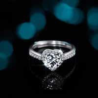 T400 心形戒指送女友实用莫桑石一克拉钻戒浪漫惊喜限定礼物送老婆