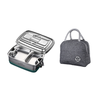 BOMANSI 博曼斯 饭盒 2层 两格 2L+保温袋